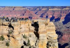 Overwhelmed visitors at the up to a mile deep canyon