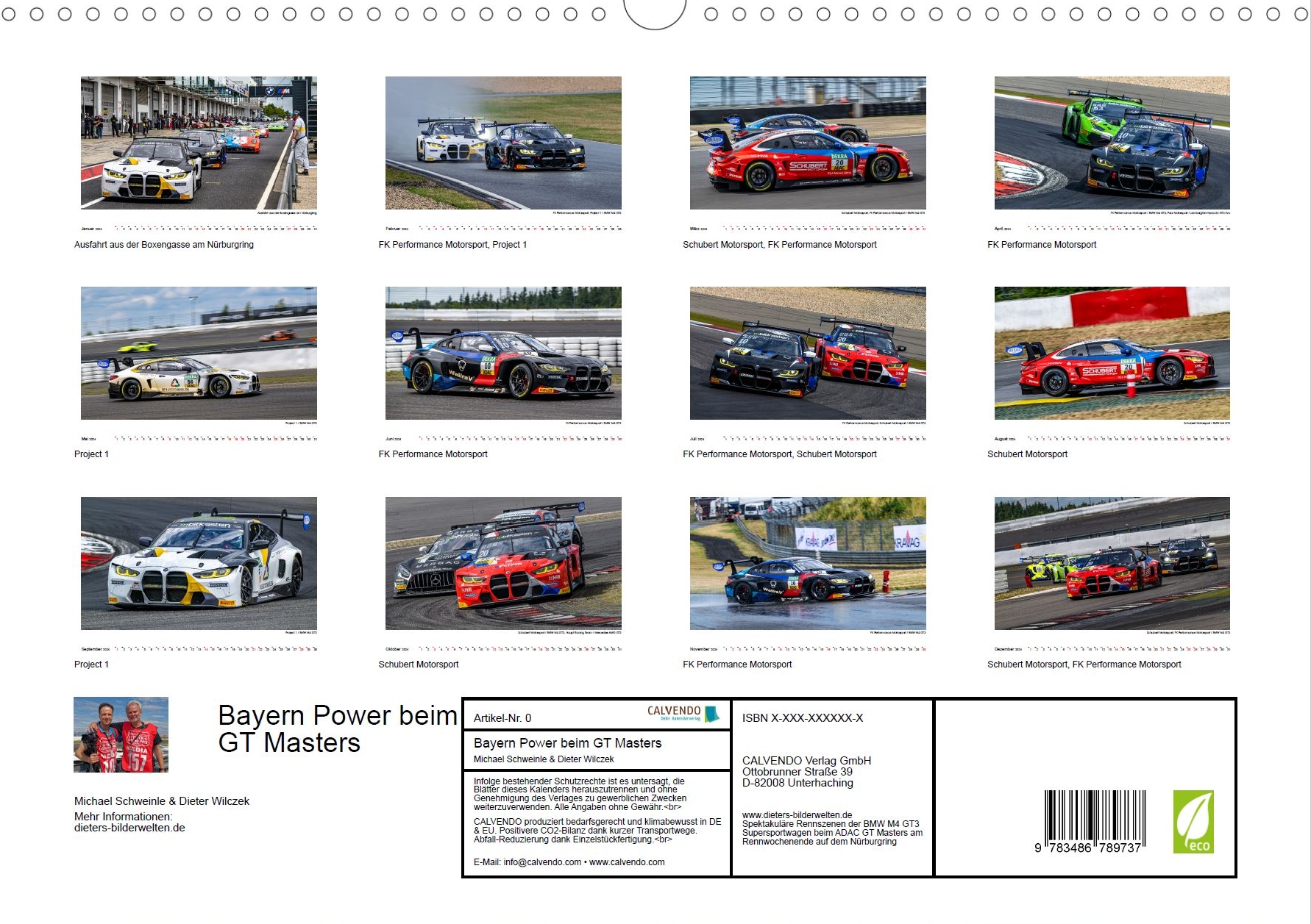 Faszination GT3 Racing - Rückseite Kalender